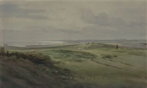 On the Sussex Downs, by Whichelo, C. John Mayle, watercolor, 1850