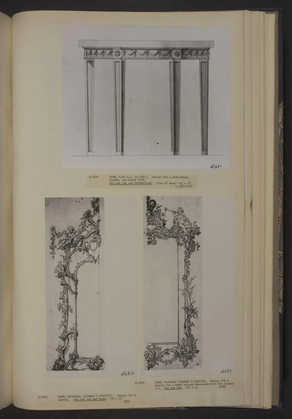 Design for a side table, by John Yenn, 1780
