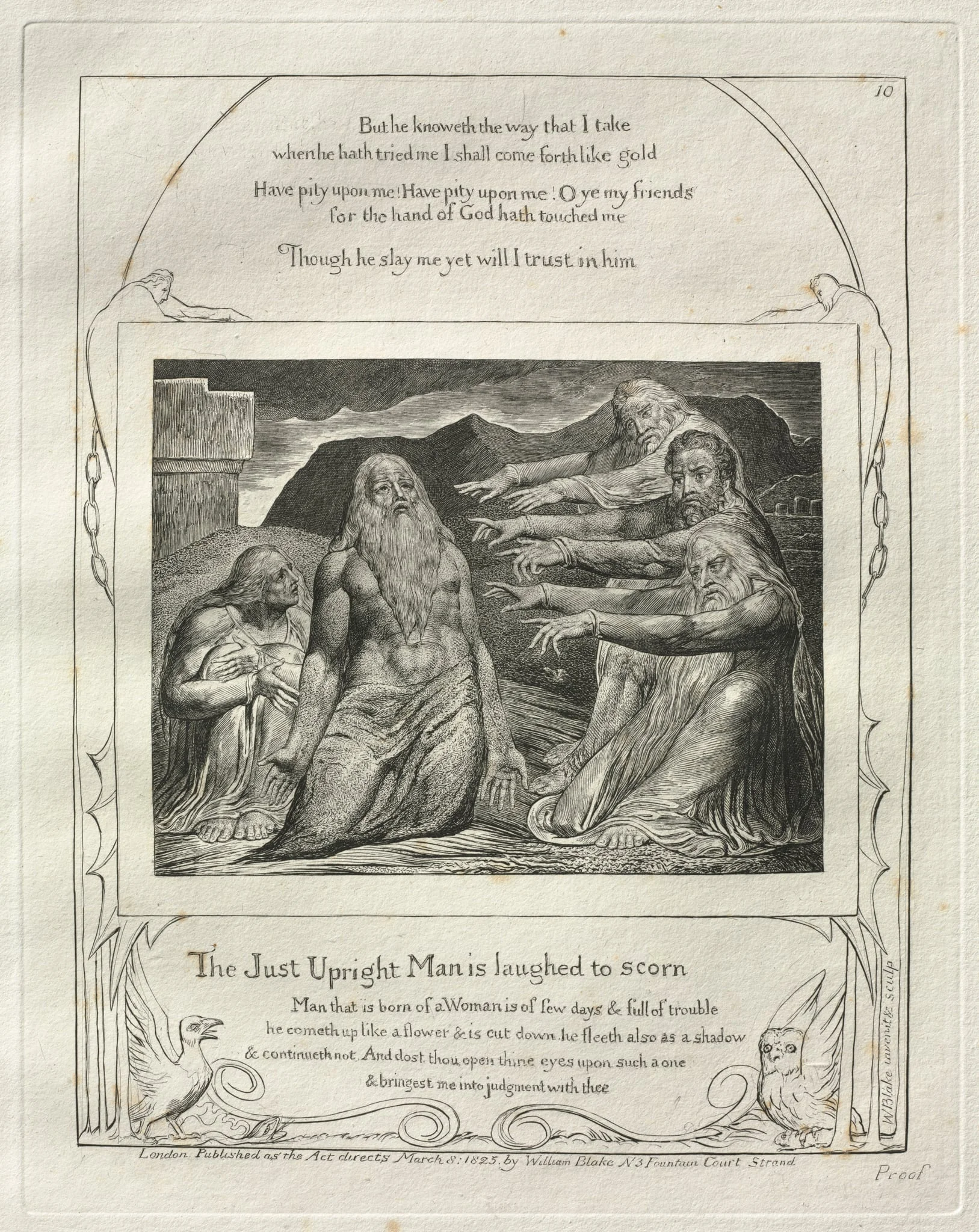 The Book of Job: Pl. 10, The Just Upright Man is laughed to scorn, detail