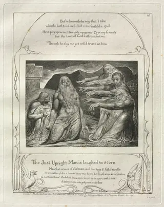 The Book of Job:  Pl. 10, The Just Upright Man is laughed to scorn, by William Blake, 1825