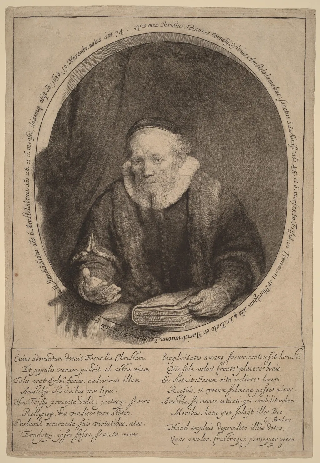 Jan Cornelisz. Sylvius, by Rembrandt van Rijn, ink, 1646