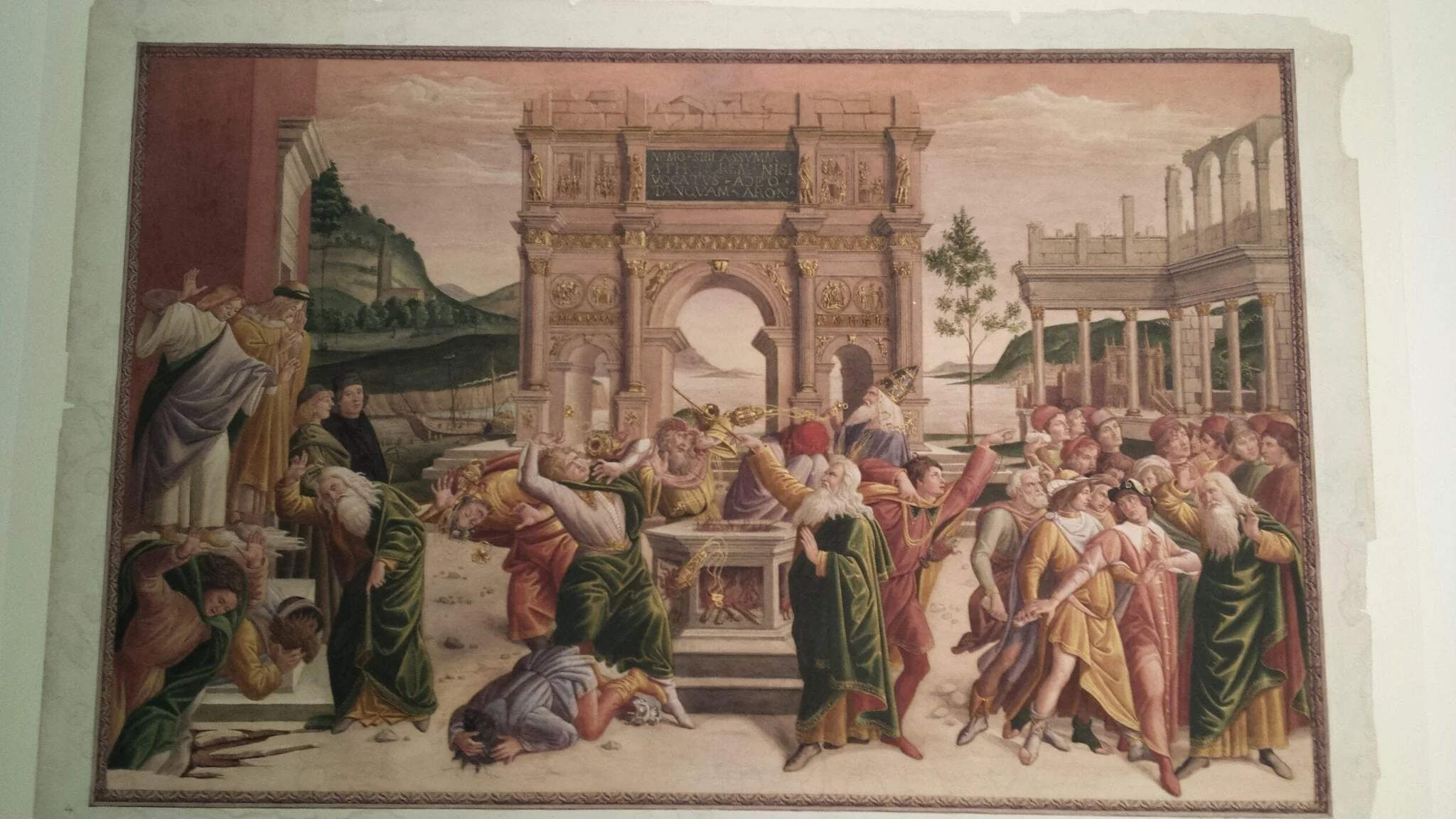 Copy after the Punishment of the Rebels ( Destruction of Koran, Dathan and Abirim ), Sandro Botticelli in the Sistine Chapel (Rome), detail