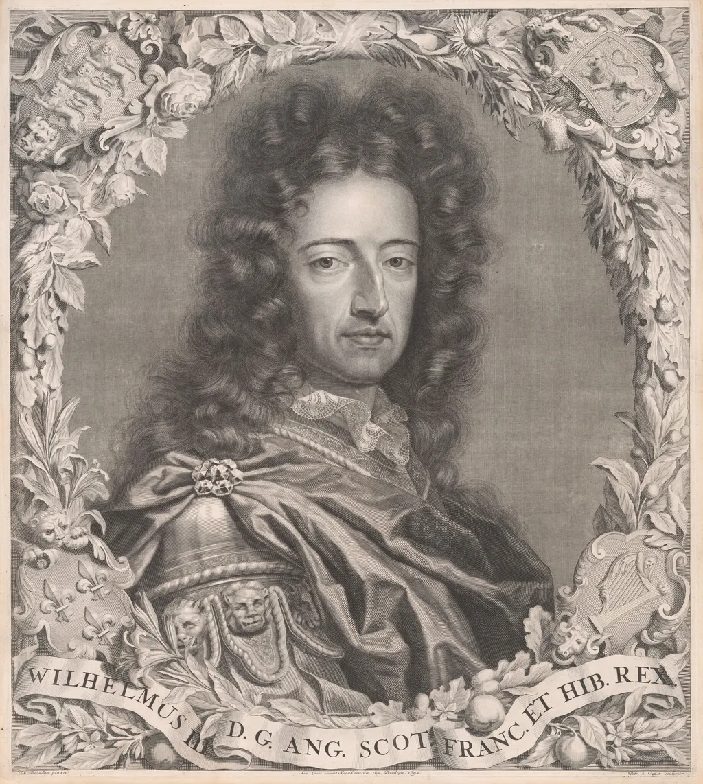 King William III, by Pieter Stevens van Gunst, ink, 1694