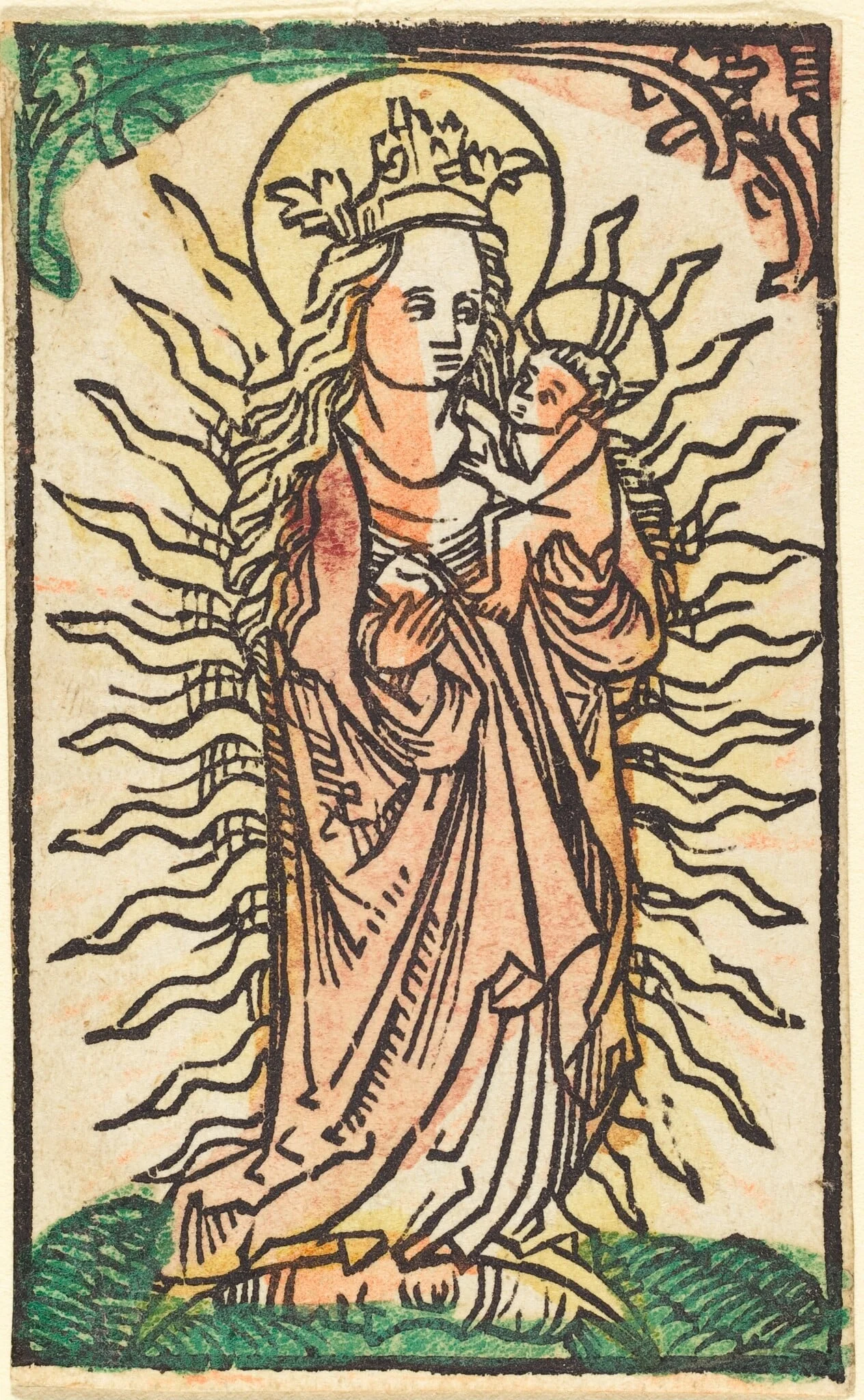 Madonna and Child in a Glory Standing on a Crescent Moon, detail