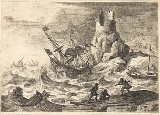 The Shipwreck (Le naufrage), by Claude Lorrain, ink, 1640