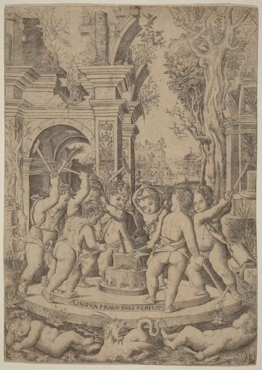 Fate of an Evil Tongue, by Nicoletto da Modena, ink, 1507