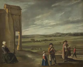 Landscape with Peasants, by Louis Le Nain, oil, 1640