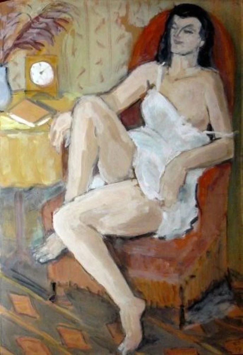 Nud în combinezon alb, detail