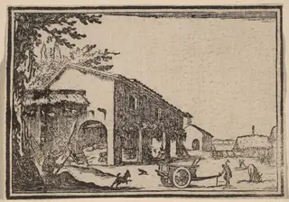 Courtyard of a Farm, by Edouard Eckman, ink, 1621