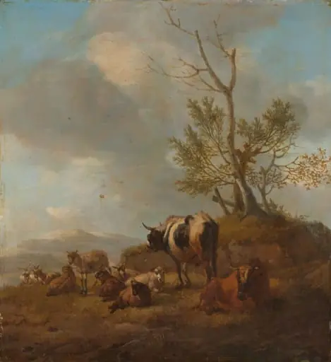 Landscape with Animals, by Willem Romeyn, unspecified, 1672