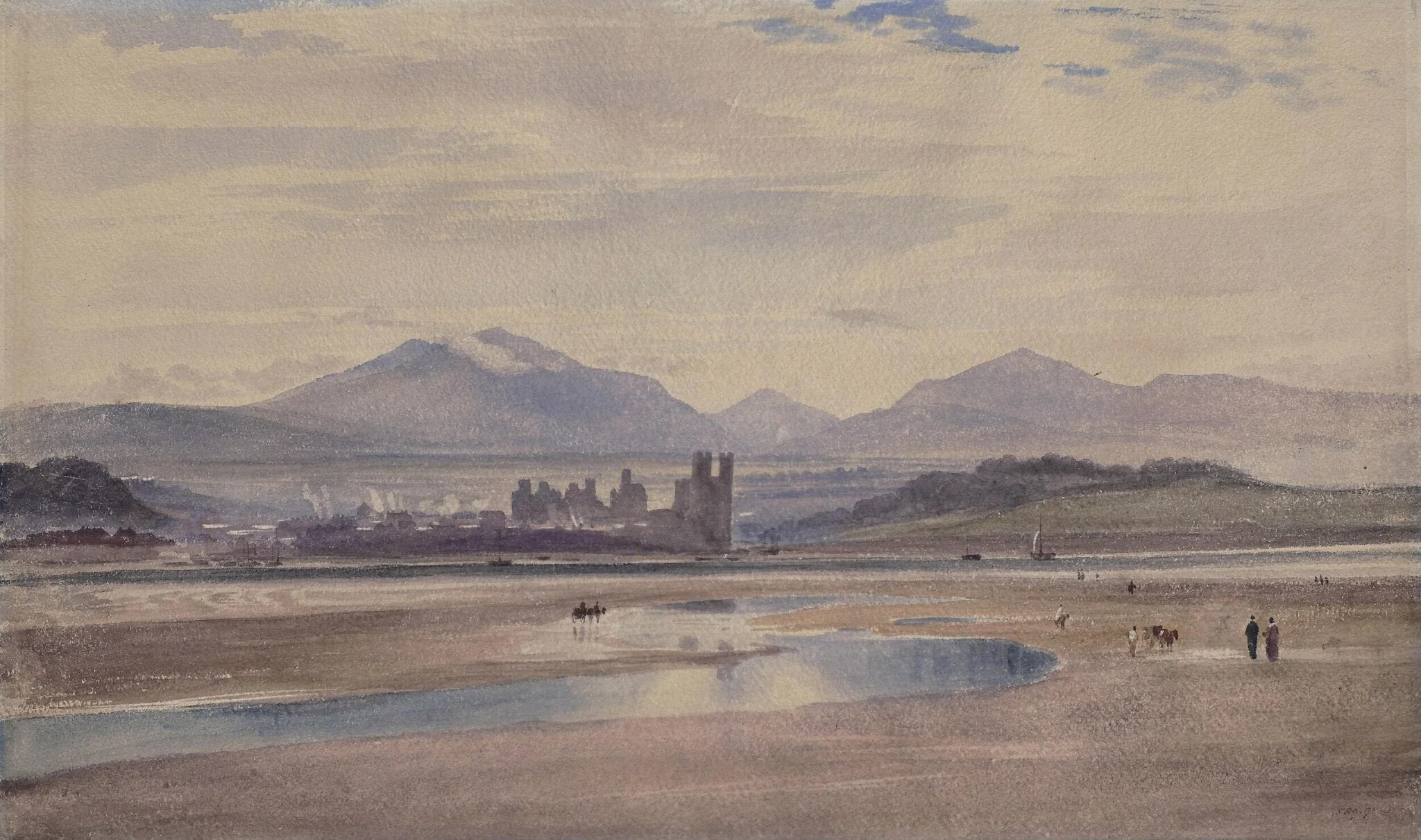 Carnarvon Castle and the Menai Straits, detail