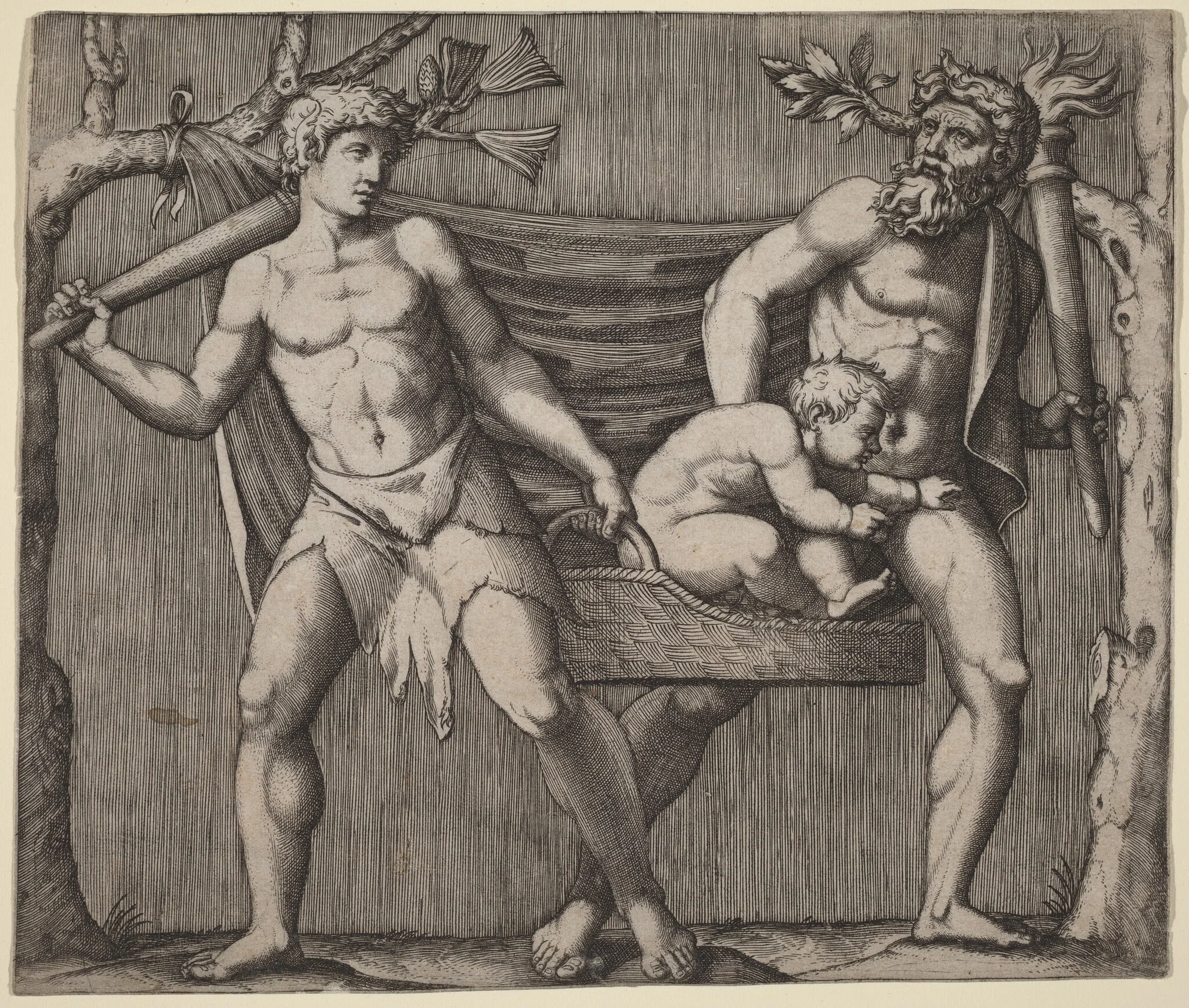 Two Fauns Carrying a Child, detail