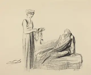 a) Fetters (recto); b) Several Figures (verso), by Jean-Louis Forain, ink, 1919