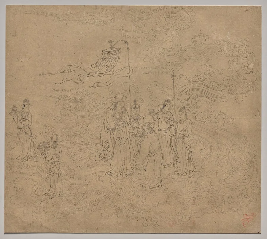 Album of Daoist and Buddhist Themes: Procession of Daoist Deities: Leaf 7, detail