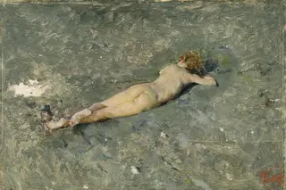 Nude Boy on the Beach at Portici, by Mariano Fortuny Marsal, oil, 1874