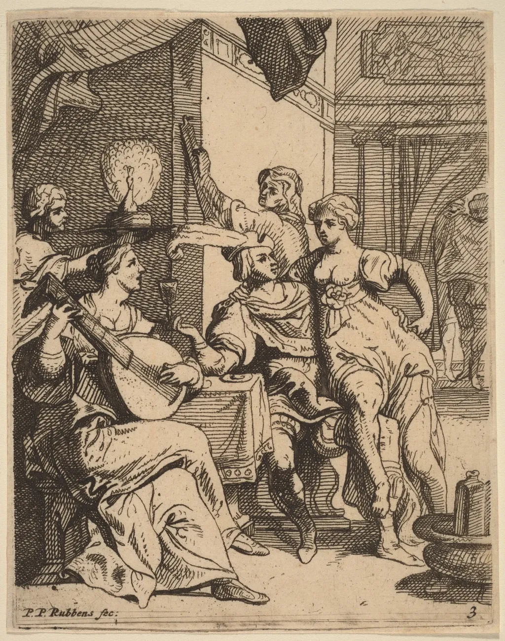 The Prodigal Wasting His Substance in the Tavern, by Theodoor van Thulden, ink, 1638