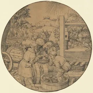 The Wine Harvest (September), by Jörg Breu the Elder, ink, 1521