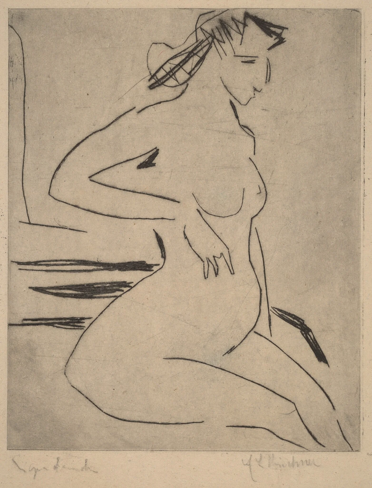 Female Nude Seated, detail
