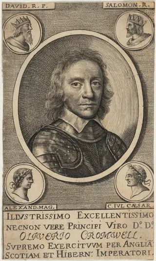 Oliver Cromwell, by William Faithorne, ink, 1654
