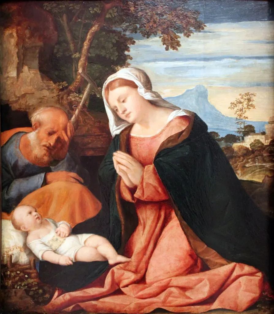 The Holy Family, by Palma Vecchio, paint, 1515