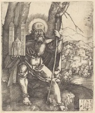 Saint Sebald, by Sebald Beham, ink, 1521