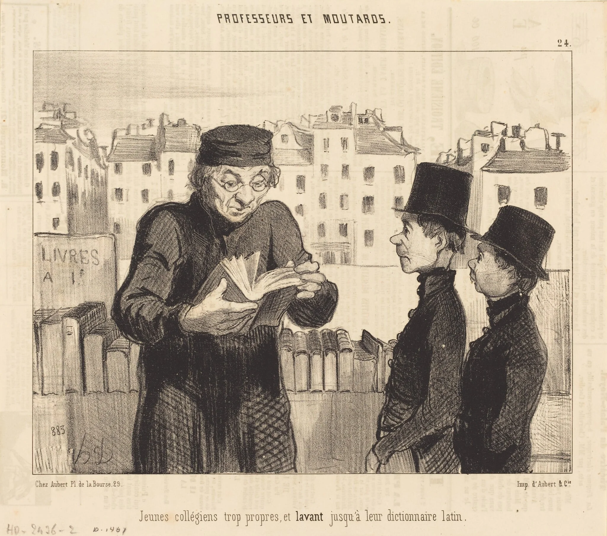Jeunes collégiens... lavant jusqu'a leur dictionnaire latin, detail