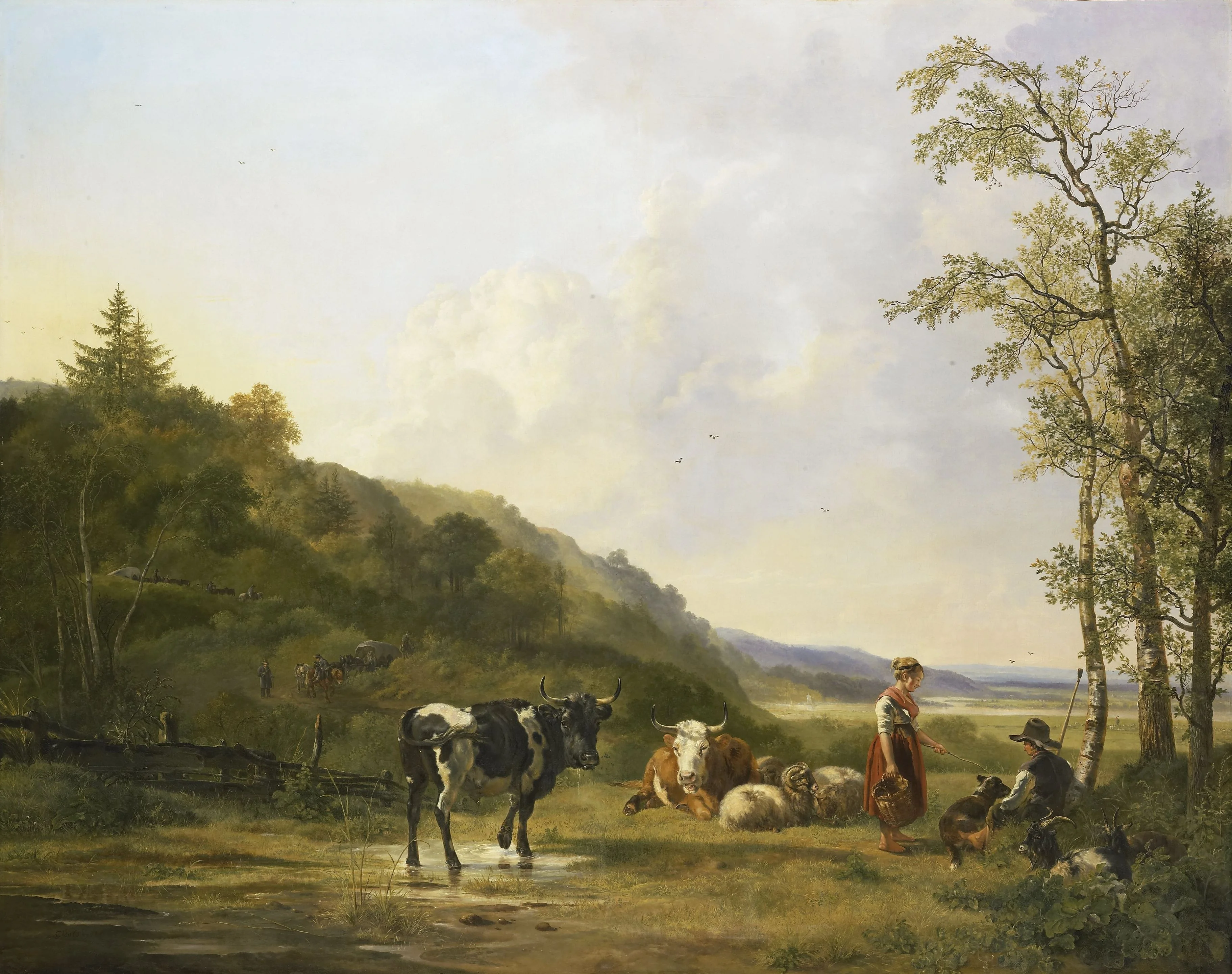Landscape with Shepherd, Shepherdess and Cows, detail