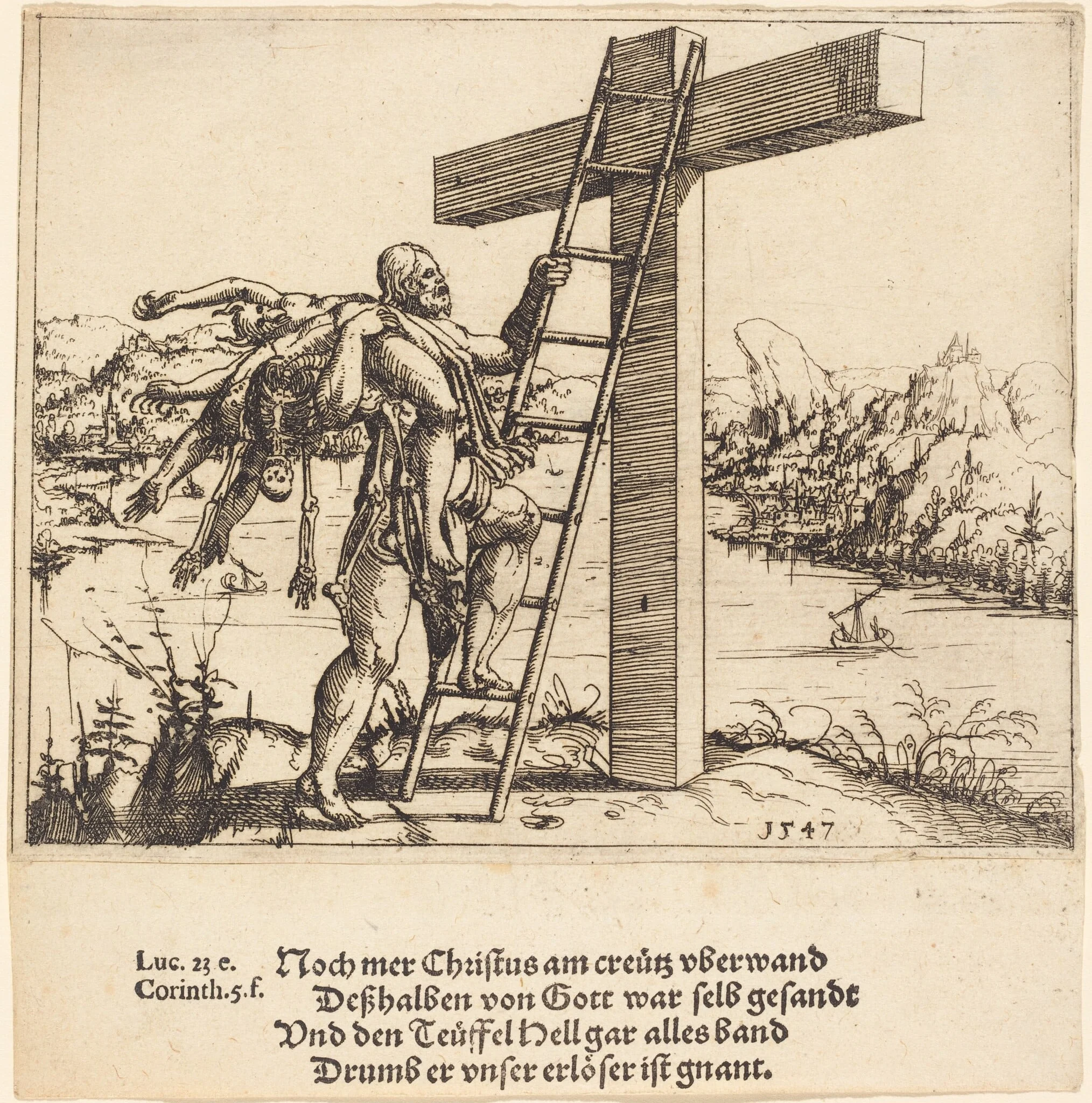 Christ Ascending the Cross with Sin, Death, and the Devil, detail