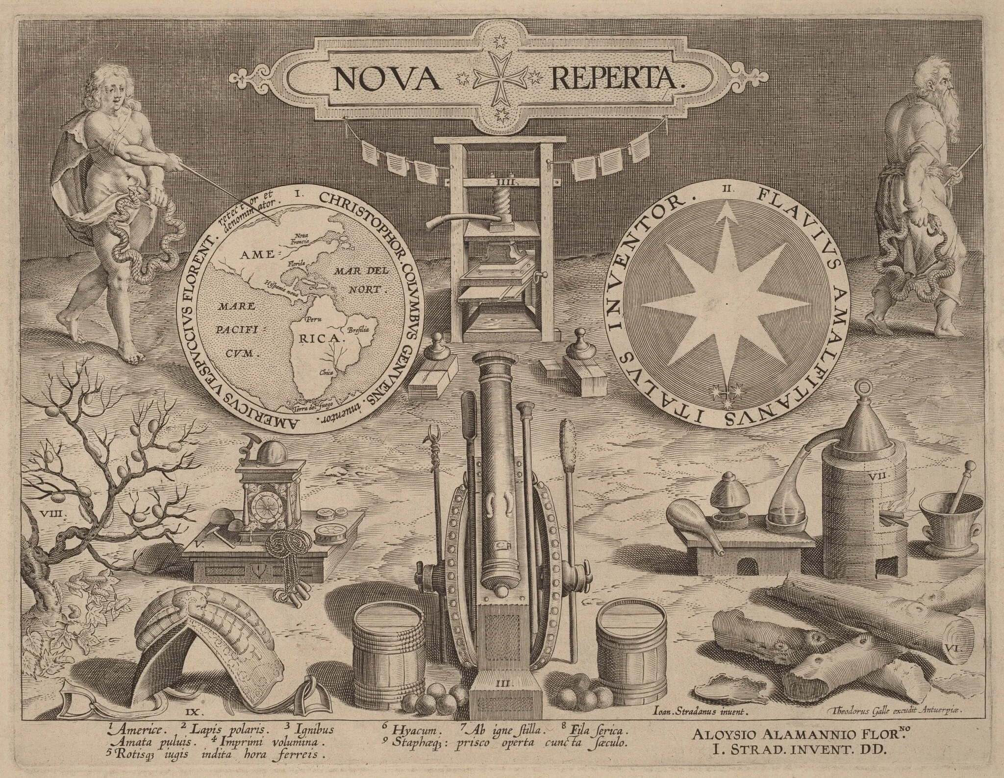 Title Page for Nova Reperta (New Discoveries), detail