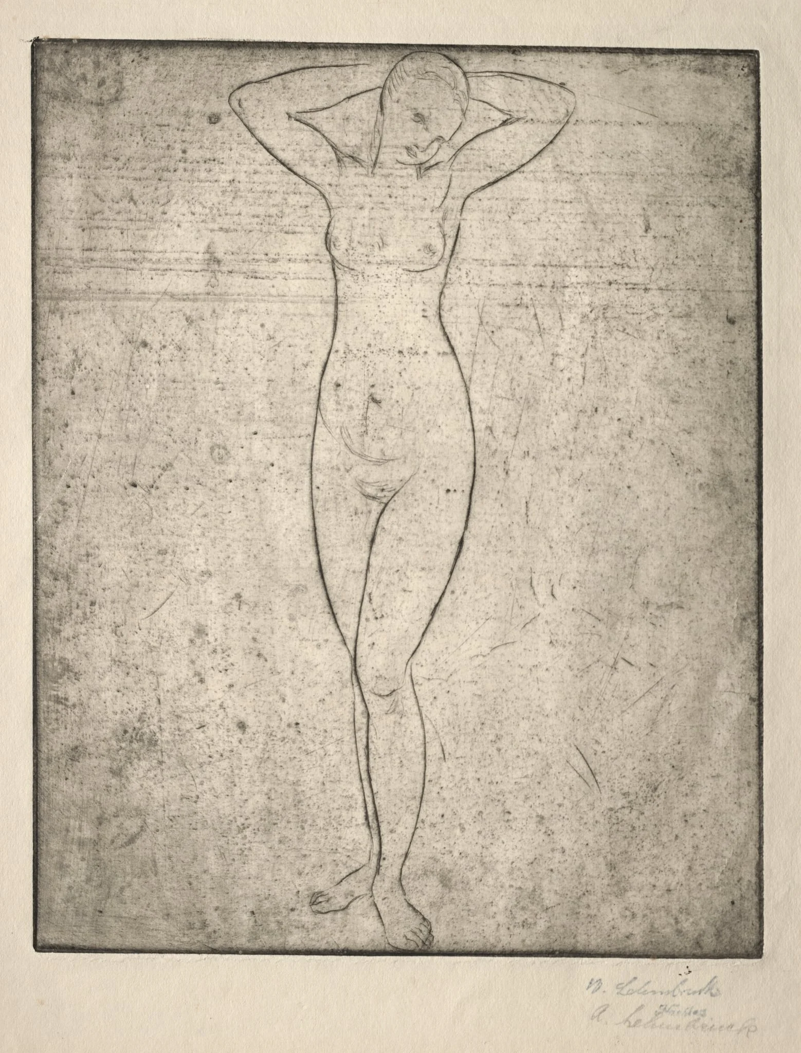 Standing Girl with Arms Behind her Head, detail