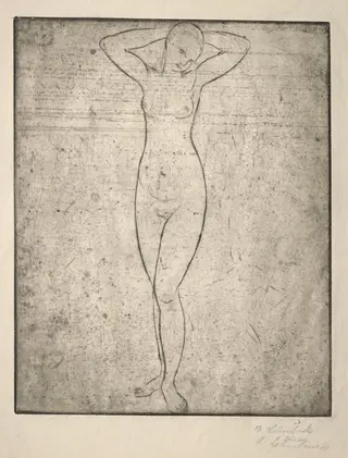 Standing Girl with Arms Behind her Head, by Wilhelm Lehmbruck, 1912