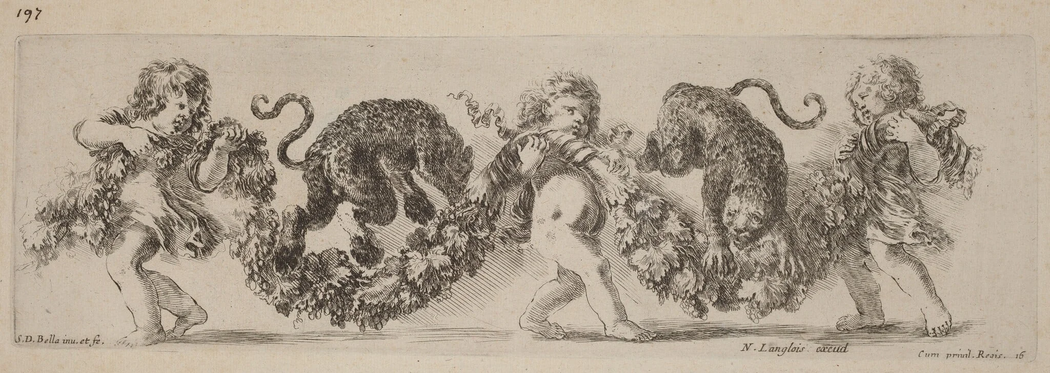 Two Leopards Jumping a Festoon Supported by Children, detail
