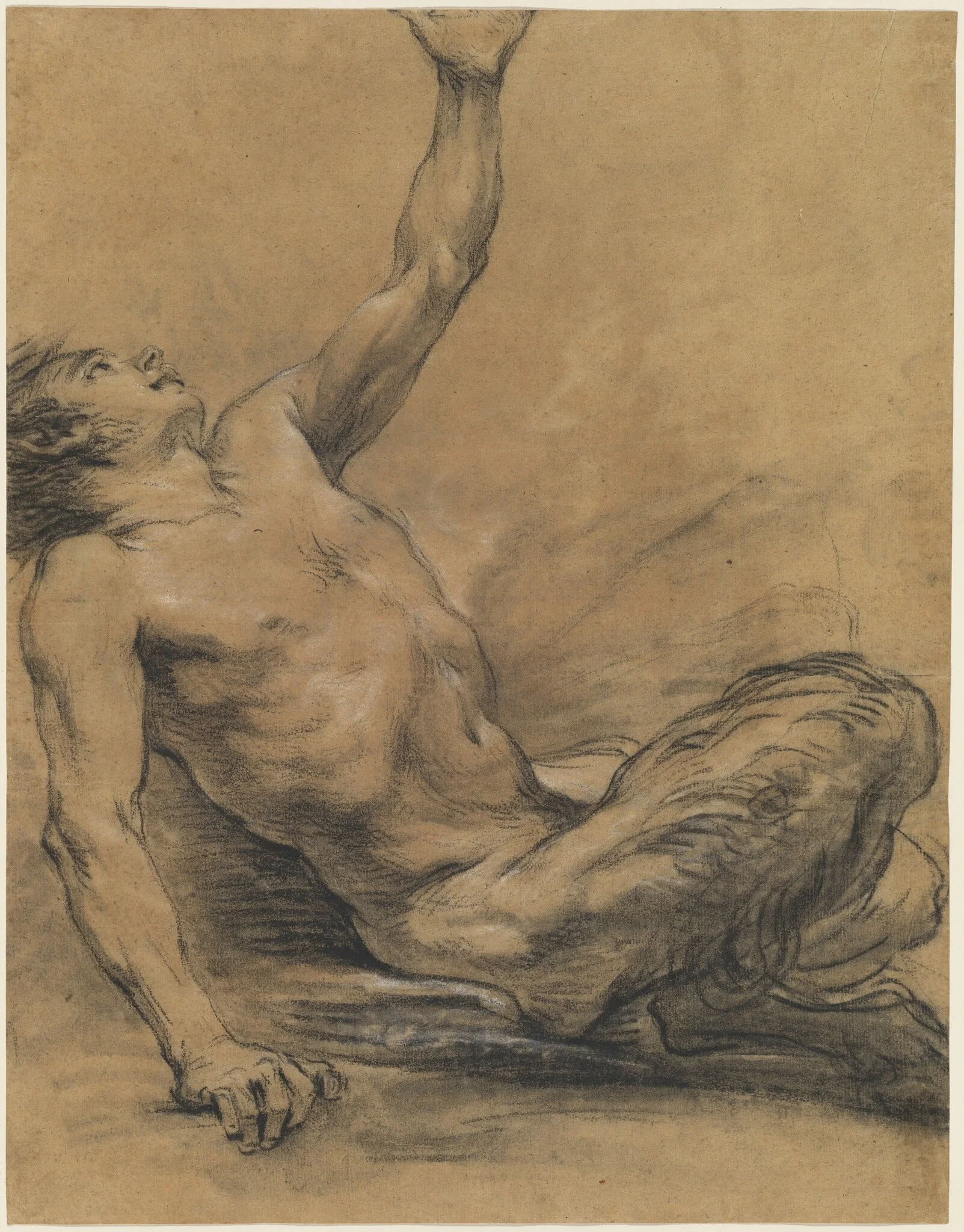 Seated Satyr Leaning Backward [recto], detail