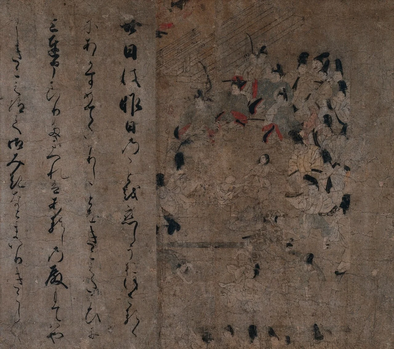 The Emperor's Attendance at the Horse Race: Episode from the Tale of Eiga (Eiga Monogatari), detail