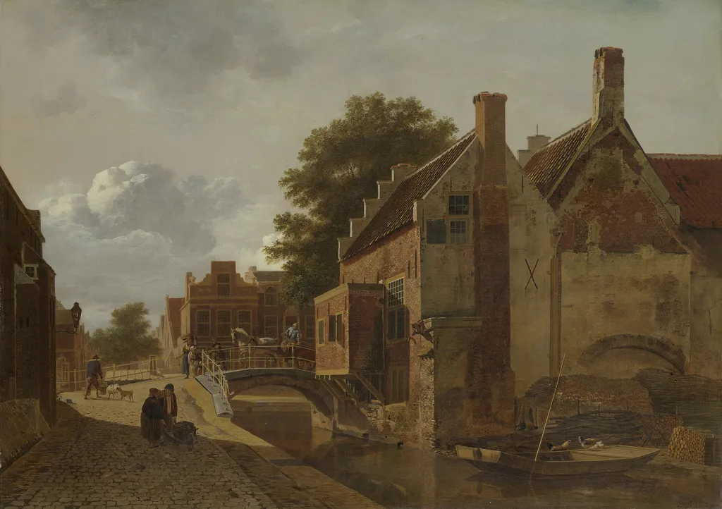 Kalvermarkt, The Hague, by Jean François Valois, oil, 1806