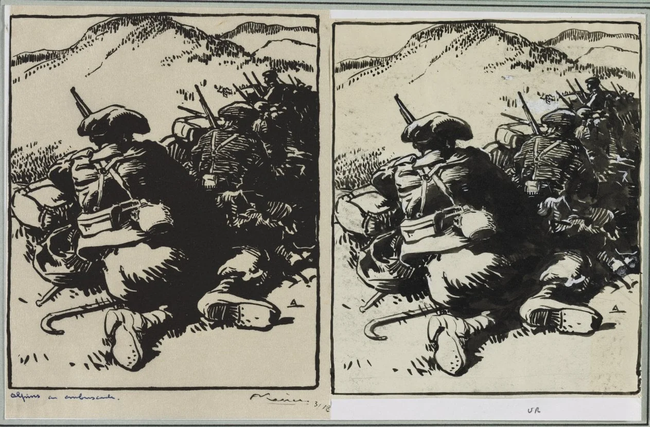 Alpins en ambuscade, detail