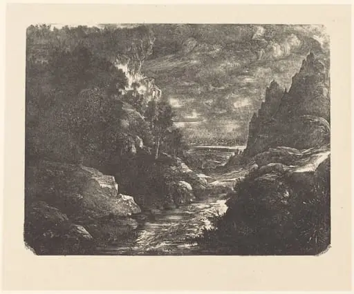 The Stream in the Gorge, by Rodolphe Bresdin, ink, 1880