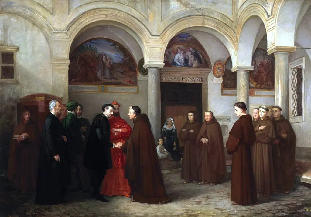 Torcuato Tasso se retira al convento de San Onofre en el Janículo, by Gabriel Maureta Aracil, oil, 1864