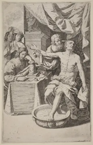 Death of Seneca, by Lodovico Lana, ink, 1622