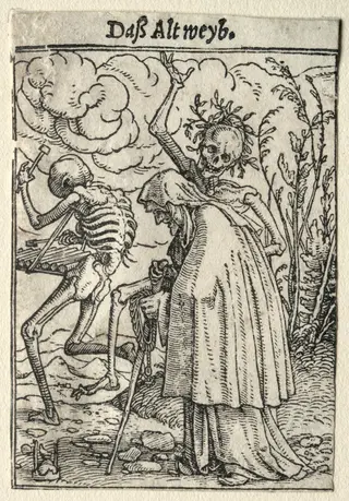 Dance of Death:  The Old Woman, by Hans Holbein the Younger, 1526