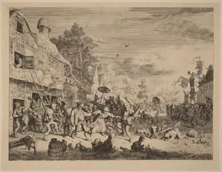 Village Festival, by Cornelis Dusart, ink, 1685