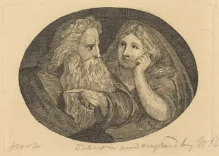 Lear and Cordelia, by Butts, Jr., Thomas, ink, 1807