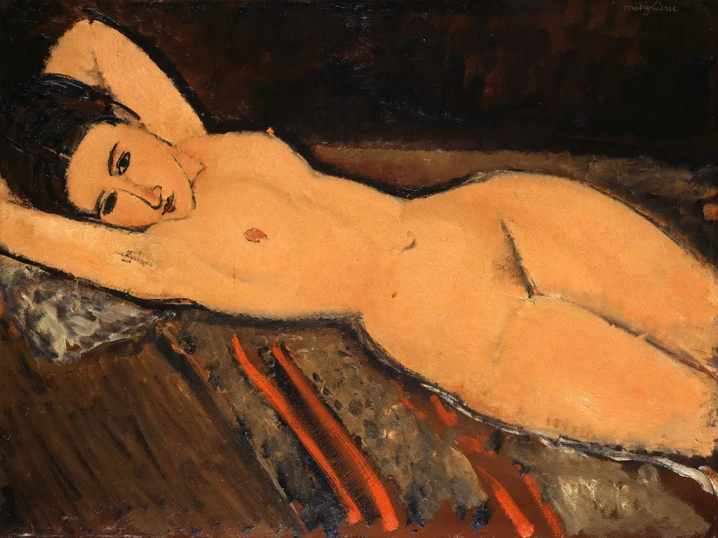 Reclining nude, by Amedeo Modigliani, oil, 1916