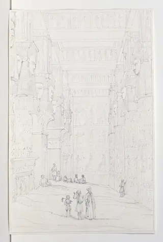 Denderah. Interior of Great Temple, by Owen Jones, 1832