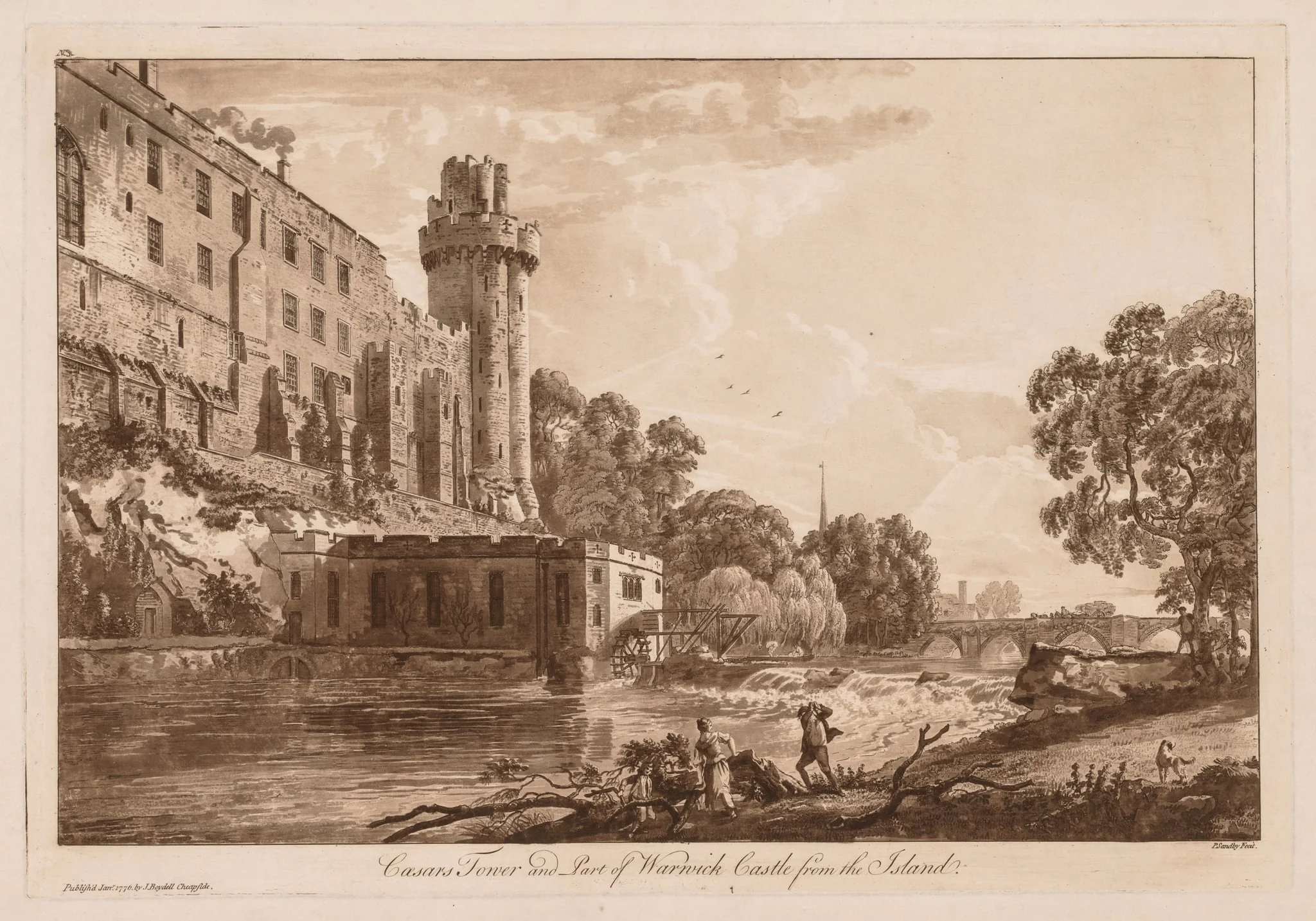 Views of Warwick Castle: Caesar's ower and Part of Warwick Castle from the Island, detail