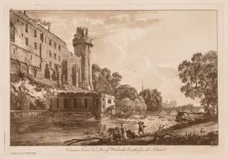 Views of Warwick Castle:  Caesar's ower and Part of Warwick Castle from the Island, by Paul Sandby, 1776