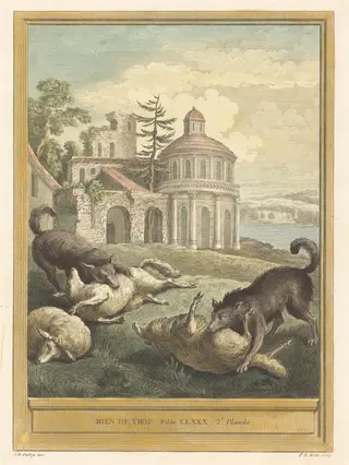 Rien de trop (Nothing in Excess), by Pierre Etienne Moitte, ink, 1756