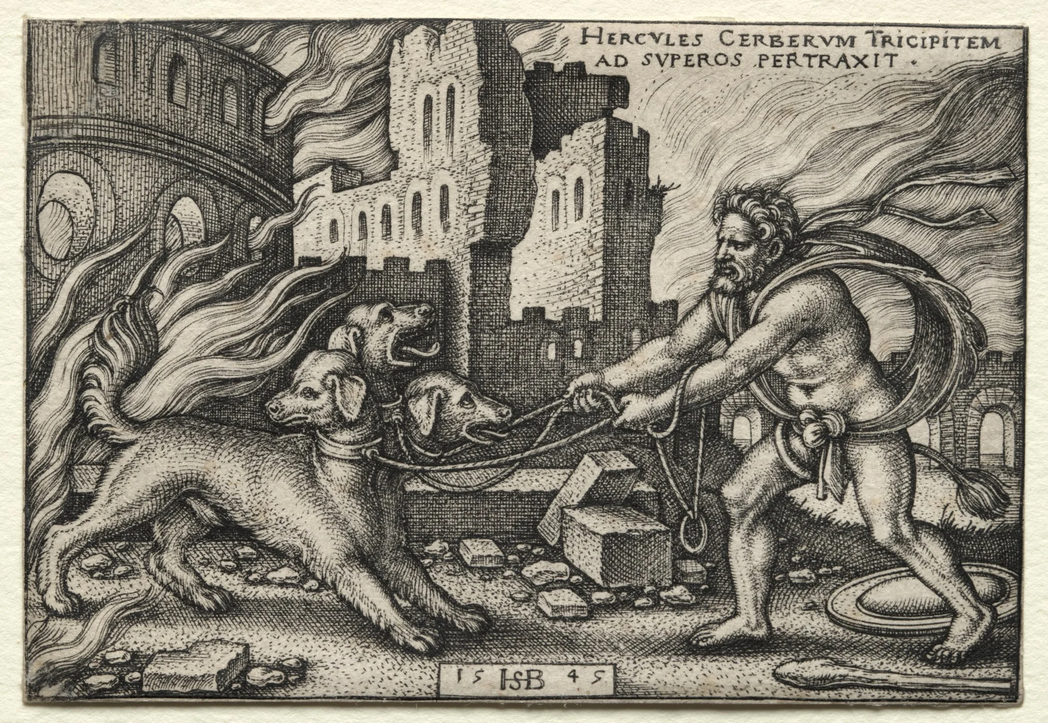 The Labors of Hercules: Hercules Dragging Cerberus from the Underworld, detail