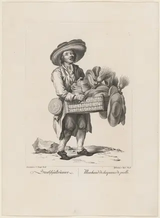 Strohhütkrämer (Straw Hat Seller), by Quirin Mark, ink, 1775