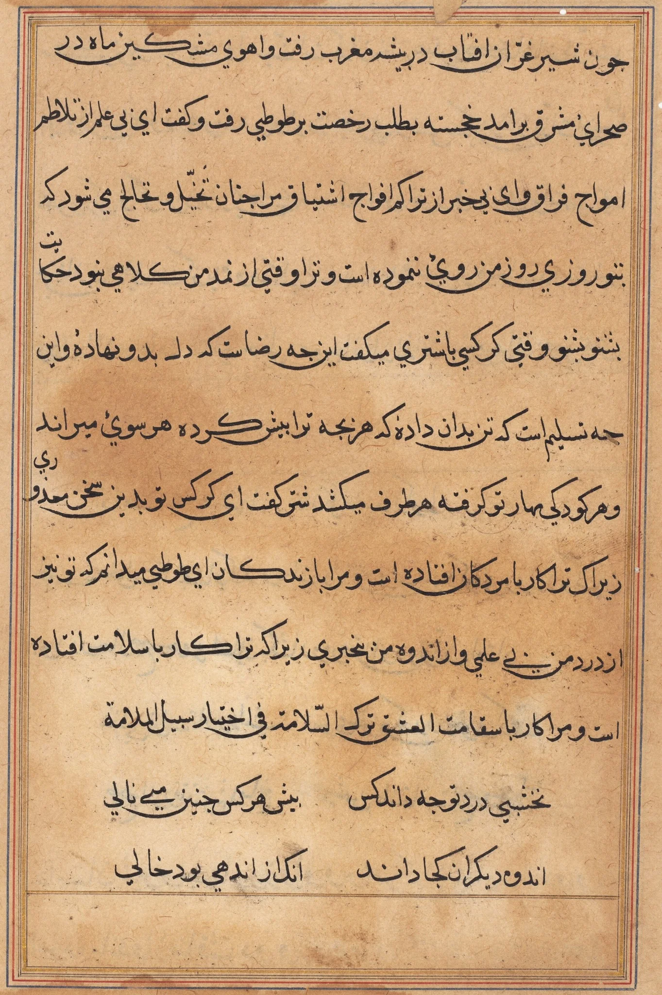 Page from Tales of a Parrot (Tuti-nama): text page, detail
